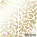 Аркуш одностороннього паперу з фольгуванням, дизайн Golden Pine cones White, 30,5см х 30,5см, ТМ Фабрика Декору - ScrapUA.com