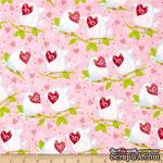 Ткань 100% хлопок - Голуби с сердечками на розовом, 45х55 см - ScrapUA.com
