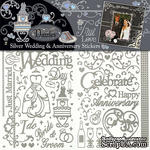 Набор наклеек-высечек HOTP - Wedding &amp; Anniversary Scrapbooking Dazzles Silver, 3 листа размером 15х22,5 см, 138 штук - ScrapUA.com