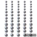Половинки жемчужин на клеевой основе Queen &amp; Co - Pearls Silver, 60 штук - ScrapUA.com