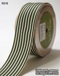 Лента Ggrain/ivory Stripes, цвет зеленый/белый, ширина 38 мм, длина 90 см - ScrapUA.com