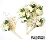 Декоративный букетик с розами, цвет белый, 4 см, 6 шт. - ScrapUA.com