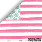 Лист двусторонней бумаги от Scrapmir - Розовые полосы из коллекции Summer, 30x30 см - ScrapUA.com