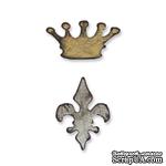 Нож для вырубки на магнитной основе от Sizzix - Movers &amp; Shapers Magnetic Die Set 2PK - Mini Crown &amp; Fleur Set - Корона и Лилия - ScrapUA.com