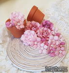 Набір квітів з тканини, рожевий, 2,5 см - 5см (18 шт.) - ScrapUA.com
