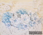 Набір квітів з тканини (15 шт), світло блакитний, 2,5 см - 4,5 см - ScrapUA.com
