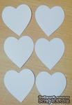 Вырубка из белого картона - набор сердечек,  6 штук, 4,4х4,8см - ScrapUA.com