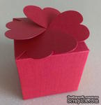 Подарочная коробочка - &quot;клевер&quot;, красная,  sirio tela lampone, 58х58х58 мм, 1 шт. - ScrapUA.com