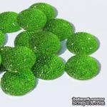Кабошон со стразами, цвет зеленый, 24х6мм, 1 шт. - ScrapUA.com